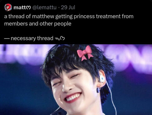 A THREAD OF MATTHEW GETTING PRINCESS TREATMENT FROM...
